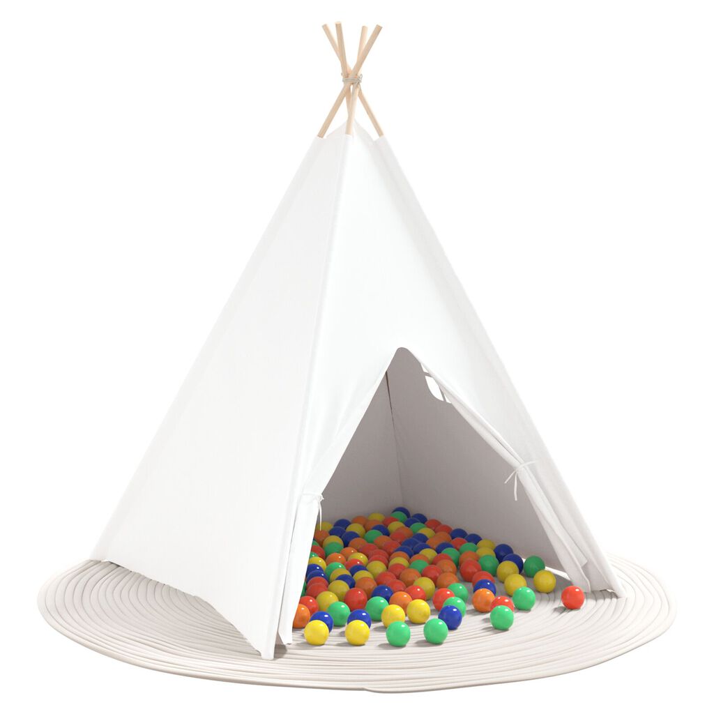 vidaXL Σκηνή Teepee για Παιδιά με Τσάντα Ροδάκινου και Μπάλες