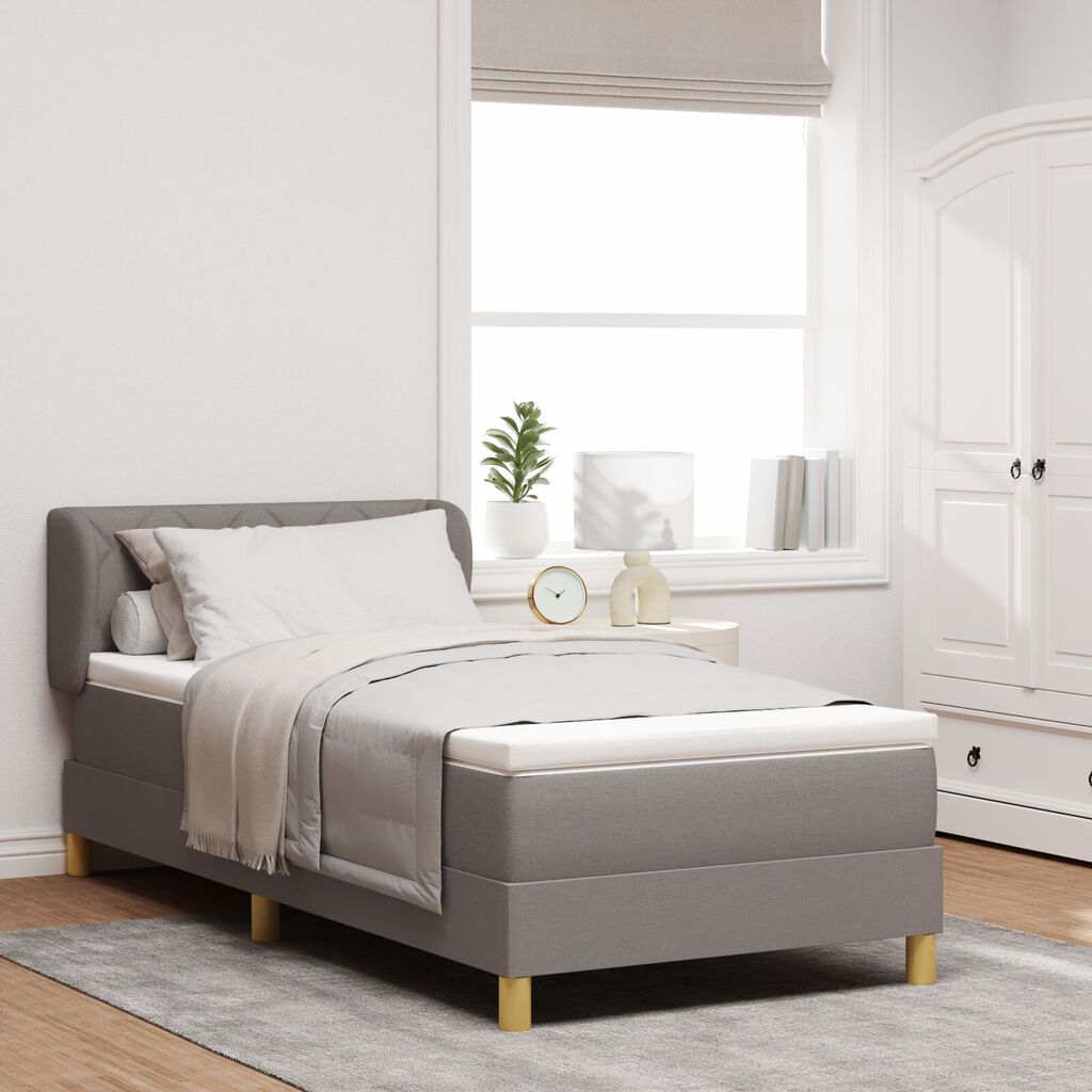 vidaXL Κρεβάτι Box Spring με Στρώμα σε Ταουπέ - 90x190 εκ Ύφασμα