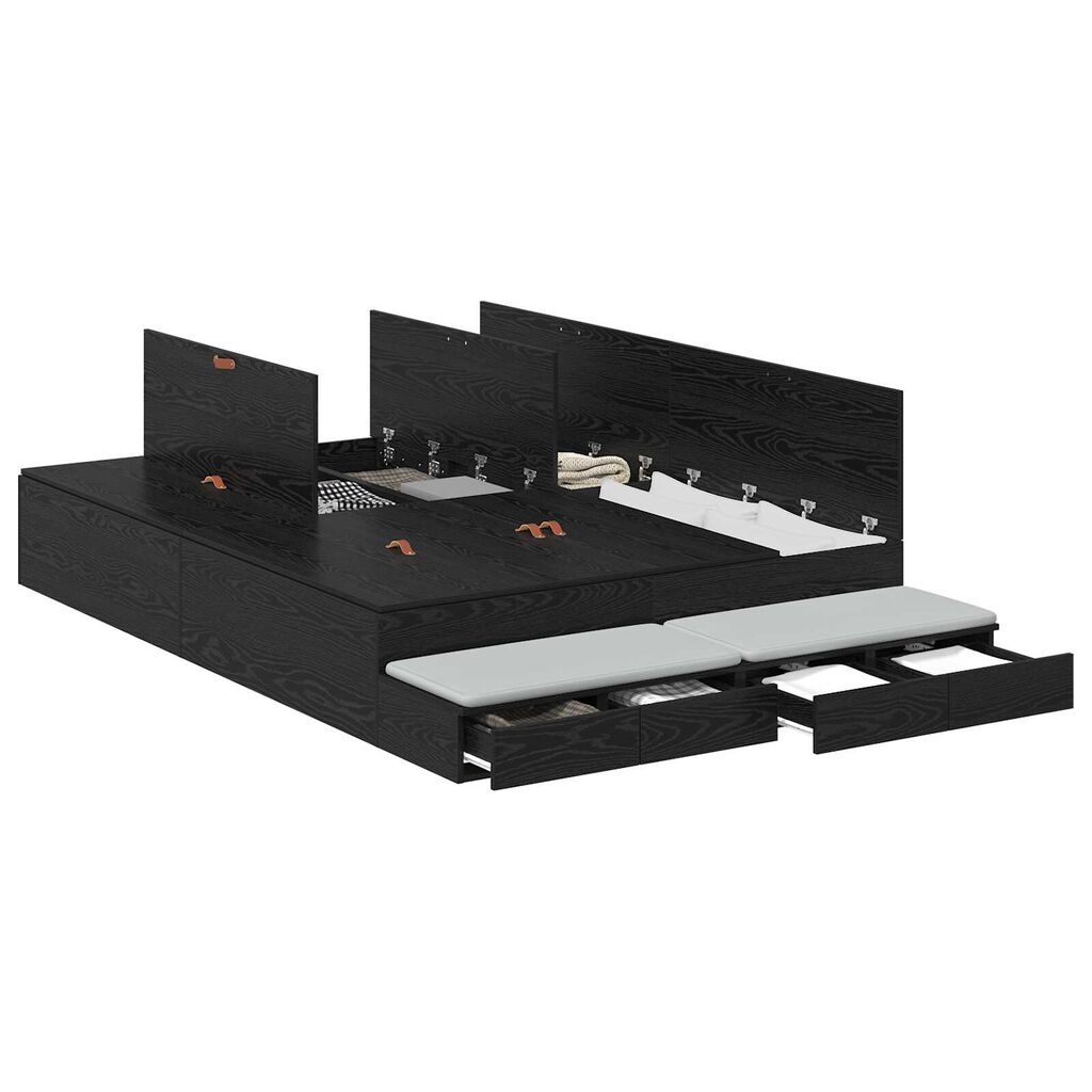 vidaXL Κρεβάτι Αποθήκευσης Μαύρης Δρυός 140x200 εκ