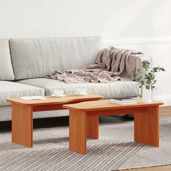 vidaXL Τραπεζάκι σαλονιού 2 pcs Καφέ κεριού 100 x 69 x 35.5 εκατοστά