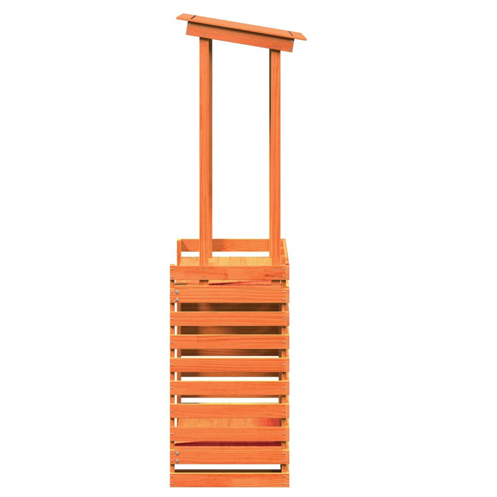 vidaXL Τραπέζι Μπαρ Κήπου με Οροφή Καφέ 112,5x57x195,5 εκ. Μασίφ Πεύκο