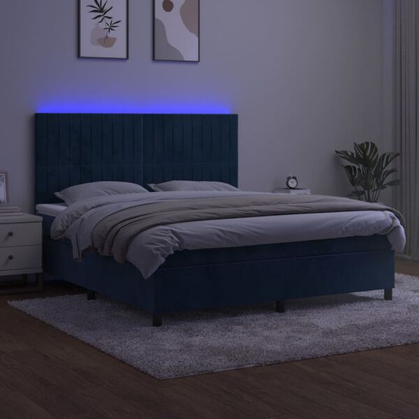 vidaXL &Kappa;&rho;&epsilon;&beta;ά&tau;&iota; Boxspring &mu;&epsilon; &Sigma;&tau;&rho;ώ&mu;&alpha; & LED &Sigma;&kappa;. &Mu;&pi;&lambda;&epsilon; 180x200&epsilon;&kappa;. &Beta;&epsilon;&lambda;&omicron;ύ&delta;&iota;&nu;&omicron;