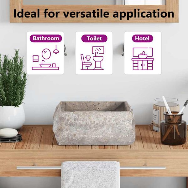 vidaXL Νιπτήρας Γκρι 30 x 30 x 13 εκ. Μαρμάρινος