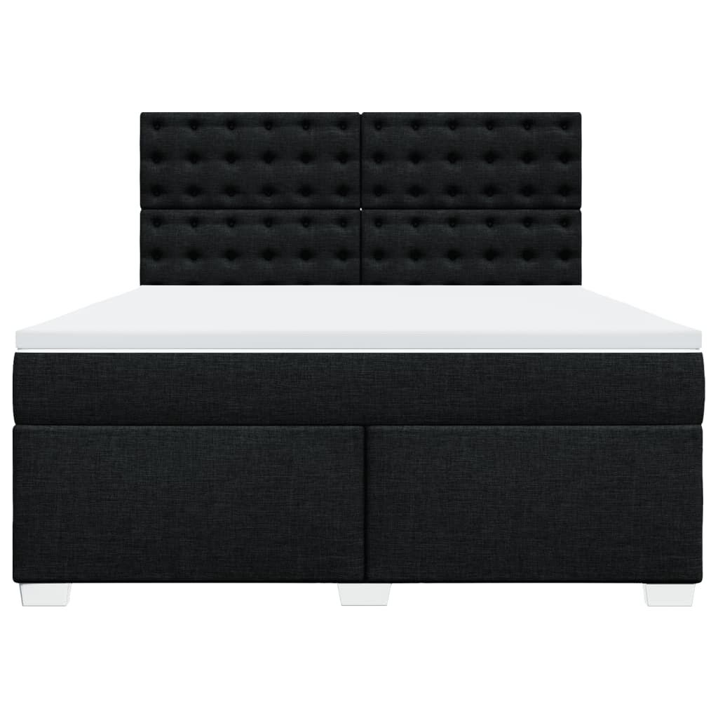 vidaXL Κρεβάτι Boxspring με Στρώμα Μαύρο 180x200 εκ. Υφασμάτινο