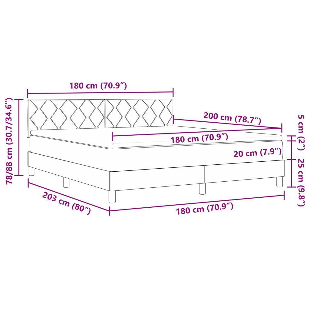 vidaXL Κρεβάτι Βάση Στρώματος Με Στρώμα Μπλε 180x200 εκ. Ύφασμα