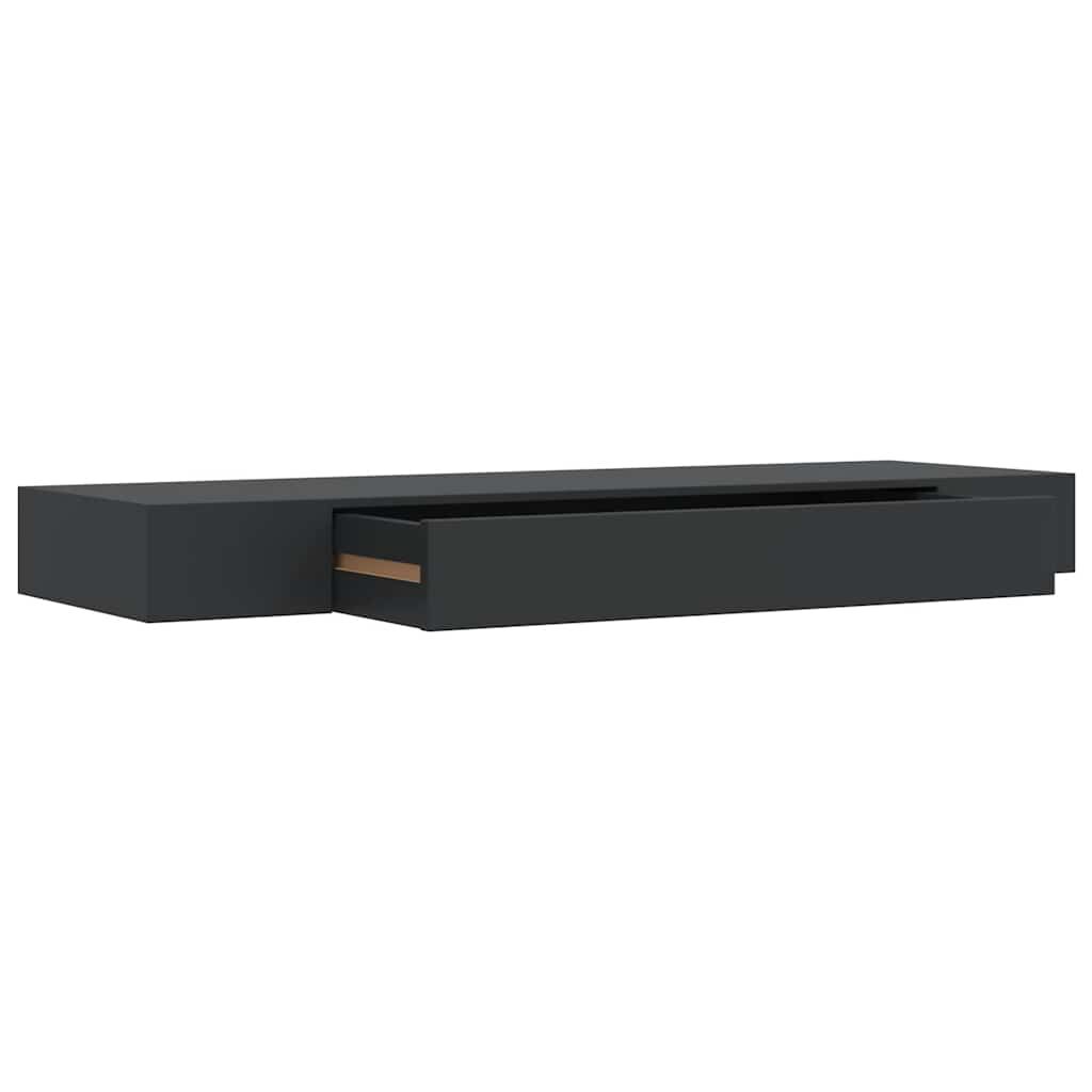 vidaXL Ράφι Τοίχου με Συρτάρι Μαύρο 80 x 25 x 8 εκ. MDF