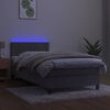 vidaXL Κρεβάτι Boxspring με Στρώμα & LED Αν.Γκρι 90x200 εκ. Βελούδινο