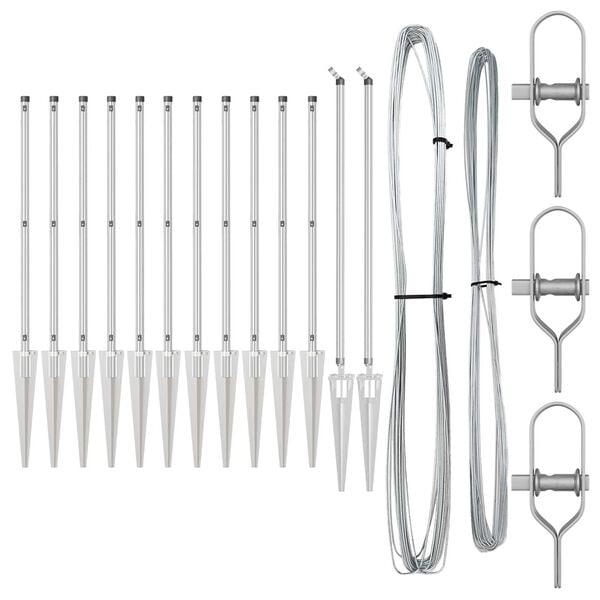vidaXL Πό posts φράχτη 13 pcs Ασημί Ø32mm 100 εκ.