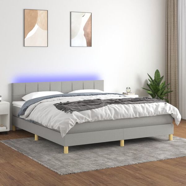 vidaXL &Kappa;&rho;&epsilon;&beta;ά&tau;&iota; Boxspring &mu;&epsilon; &Sigma;&tau;&rho;ώ&mu;&alpha; & LED &Alpha;&nu;.&Gamma;&kappa;&rho;&iota; 180x200 &epsilon;&kappa; &Upsilon;&phi;&alpha;&sigma;&mu;ά&tau;&iota;&nu;&omicron;