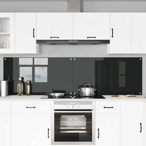 vidaXL Πίσω Πάνελ Κουζίνας 2 pcs Μαύρο 110 x 60 cm σκληρυμένο γυαλί