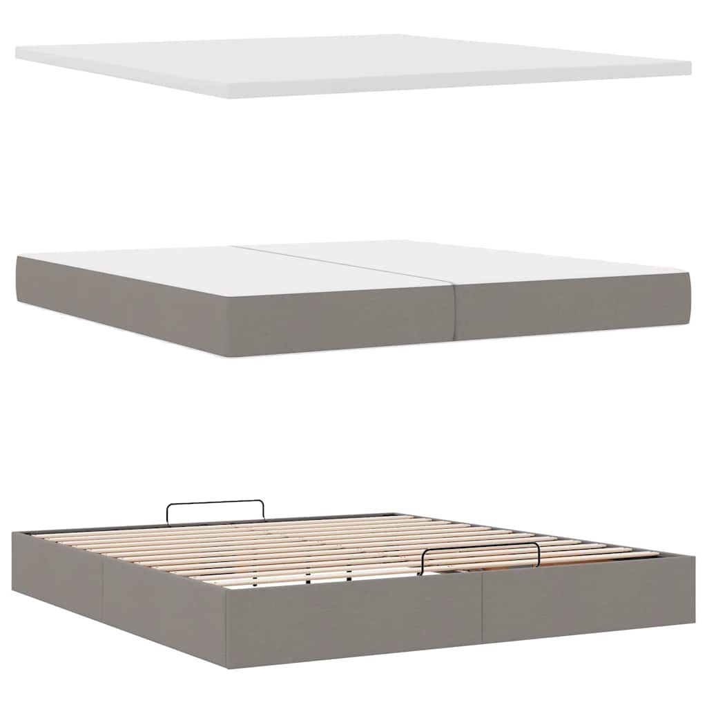 vidaXL Οθωμανικό κρεβάτι με στρώματα & LEDs Taupe 200x200cm ύφασμα