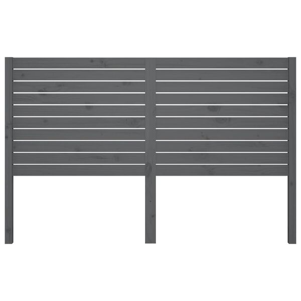 vidaXL Κεφαλάρι Κρεβατιού Γκρι 126 x 4 x 100 εκ. από Μασίφ Ξύλο Πεύκου