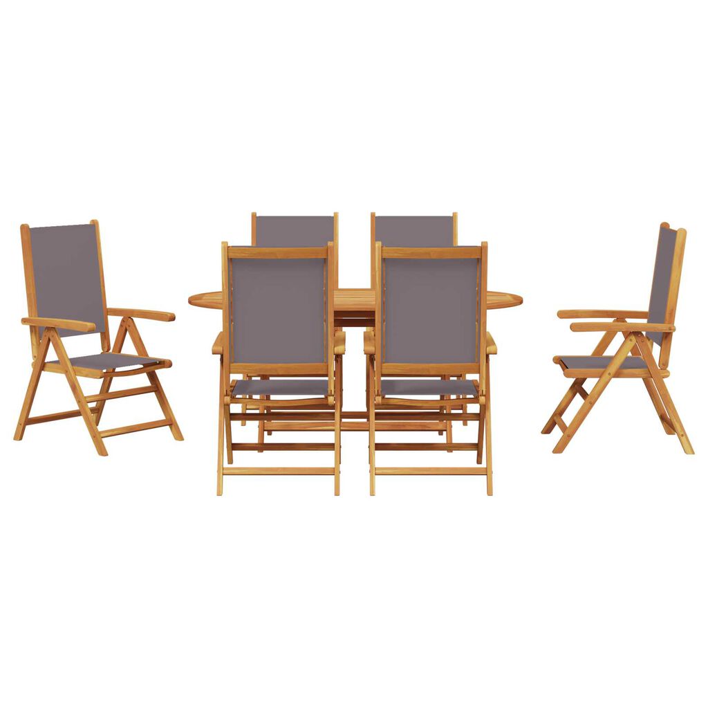vidaXL Σερβίτσιο Κήπου 7 pcs Ανθρακί 6-Ατόμων Ξύλο, Ύφασμα