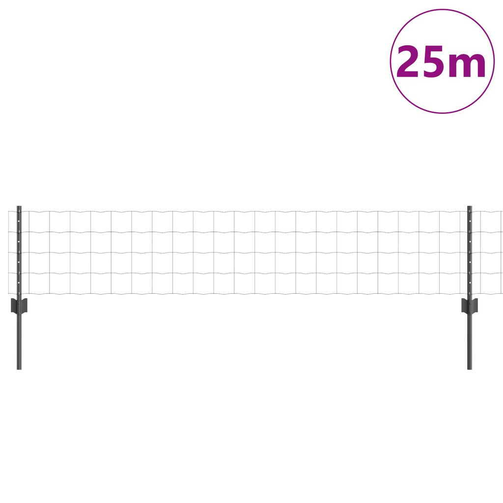 vidaXL Ευρωπαϊκό φράχτη με 11 U Posts Γκρι 0,4x25 μ Ατσάλι