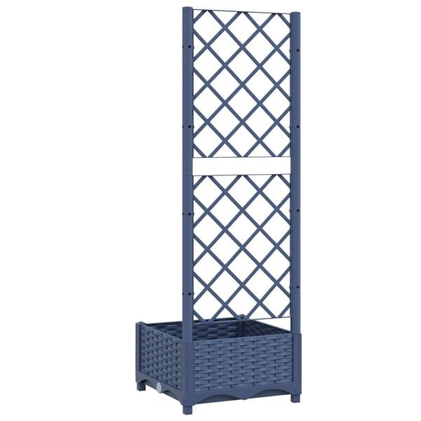 vidaXL Ζαρντινιέρα Κήπου με Καφασωτό Μπλε Γκρι 40x40x121,5εκ. από PP