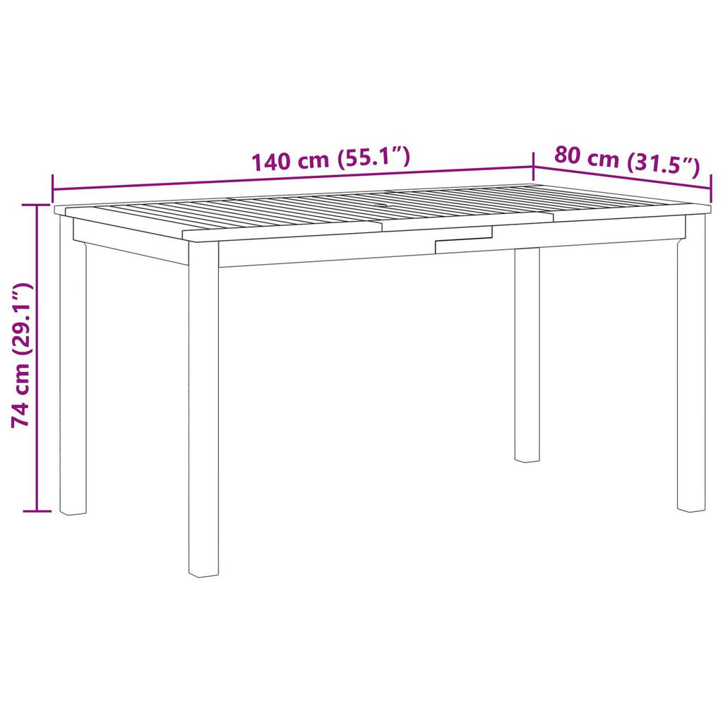 vidaXL Σετ Τραπεζαρίας Κήπου 7 pcs Μαύρο 140 x 80 x 74 cm