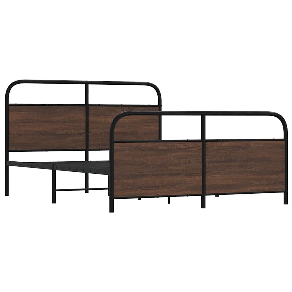 vidaXL Σκελετός Κρεβ. Χωρίς Στρώμα Καφέ Δρυς 150x200 εκ. Μεταλλικό