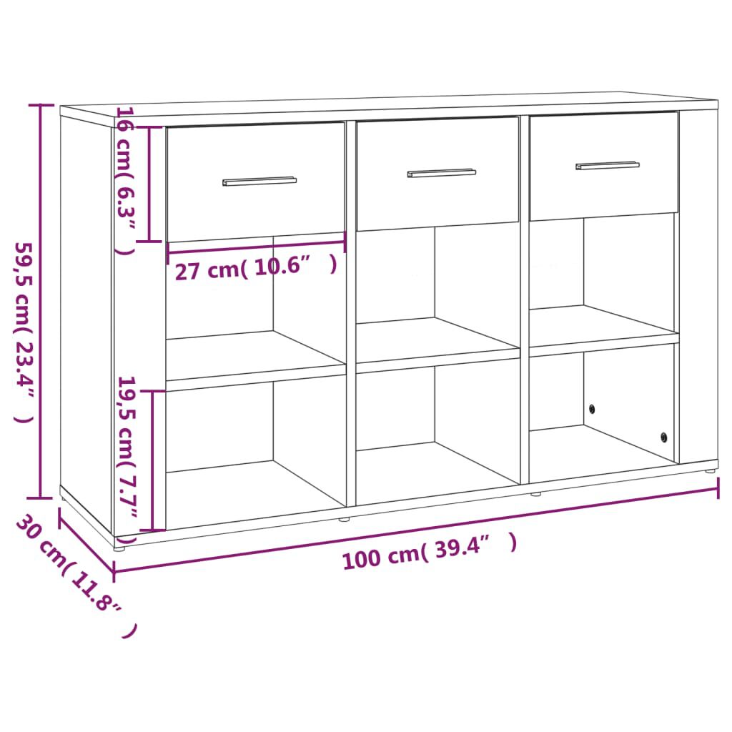 vidaXL Ντουλάπι Γυαλιστερό Λευκό 100x30x59,5 εκ. Επεξεργασμένο Ξύλο