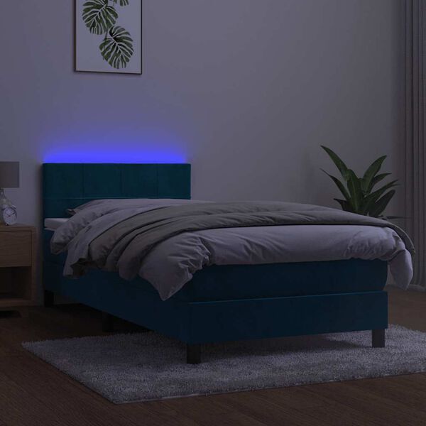 vidaXL &Kappa;&rho;&epsilon;&beta;ά&tau;&iota; Boxspring &mu;&epsilon; &Sigma;&tau;&rho;ώ&mu;&alpha; & LED &Sigma;&kappa;. &Mu;&pi;&lambda;&epsilon; 90x200 &epsilon;&kappa;. &Beta;&epsilon;&lambda;&omicron;ύ&delta;&iota;&nu;&omicron;