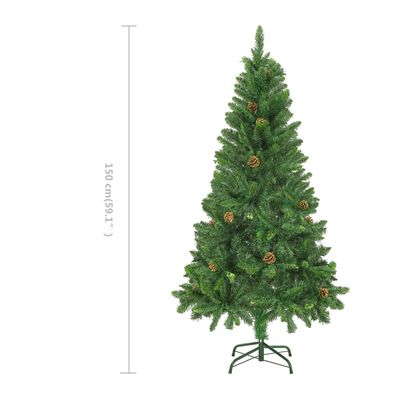 vidaXL Χριστουγεννιάτικο Δέντρο Τεχνητό Πράσινο 150 εκ. με Κουκουνάρια