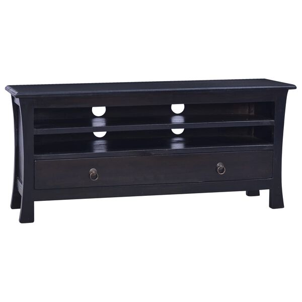 vidaXL Έπιπλο Τηλεόρασης Ανοιχτό Καφέ Μαύρο 100x30x45 εκ. Μασίφ Μαόνι