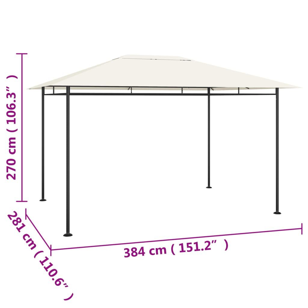vidaXL Κιόσκι Κρεμ 384x281x270 εκ. 180 γρ./μ²