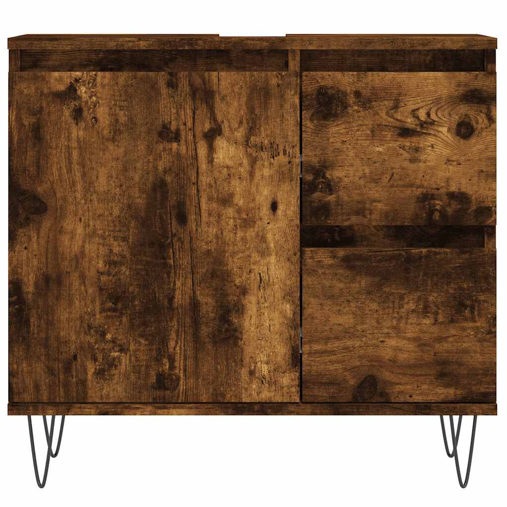 vidaXL Ντουλάπι Μπάνιου Καπνιστή Δρυς 65x33x60 εκ. Επεξεργασμένο Ξύλο