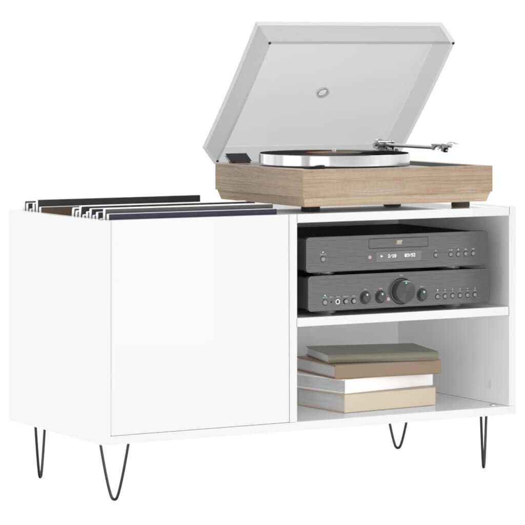 vidaXL Δισκοθήκη Γυαλ. Λευκή 85 x 38 x 48 εκ. από Επεξεργασμένο Ξύλο
