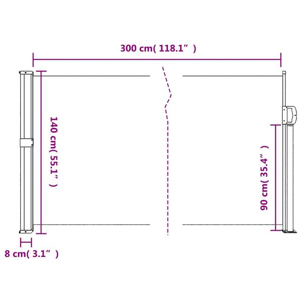vidaXL Σκίαστρο Πλαϊνό Συρόμενο Κρεμ 140 x 300 εκ.