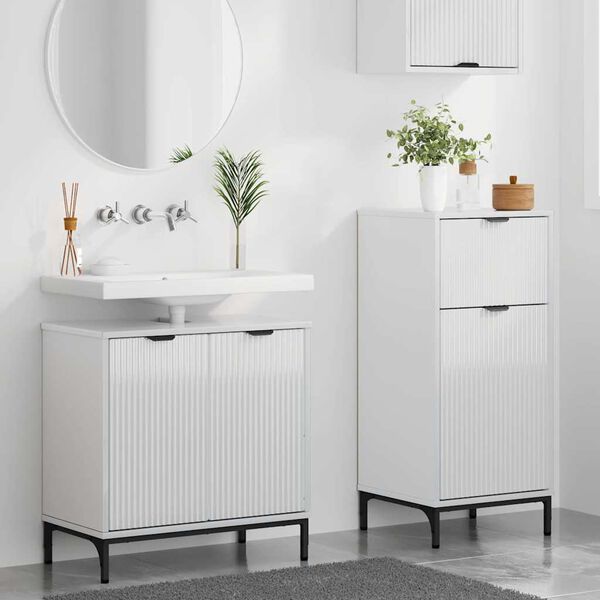 vidaXL Σετ Επίπλων Μπάνιου 2 pcs Γυαλιστερό λευκό 39.5 x 36 x 88 εκ