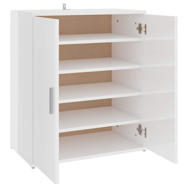 vidaXL Παπουτσοθήκη Γυαλιστερό Λευκό 60 x 35 x 70 εκ. από Επεξ. Ξύλο