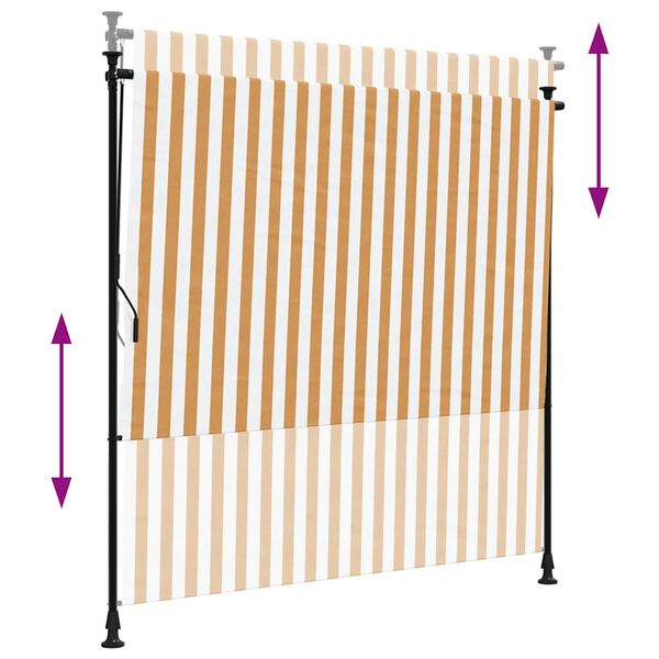 vidaXL Στόρι Ρόλερ Εξ. Χώρου Πορτοκαλί/Λευκό 150x270 εκ. Ύφασμα/Ατσάλι