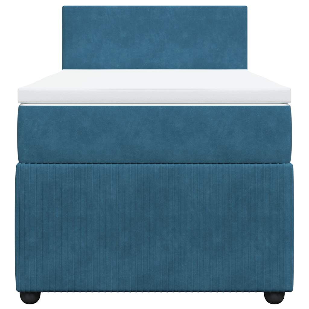 vidaXL Κρεβάτι Boxspring με Στρώμα Μπλε 80 x 200 εκ. Βελούδινο