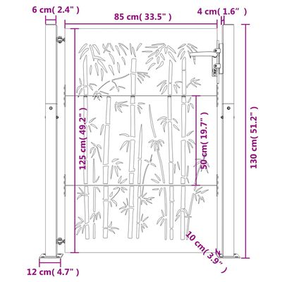 vidaXL Πύλη Κήπου με Σχέδιο Μπαμπού 105 x 130 εκ. από Ατσάλι Corten