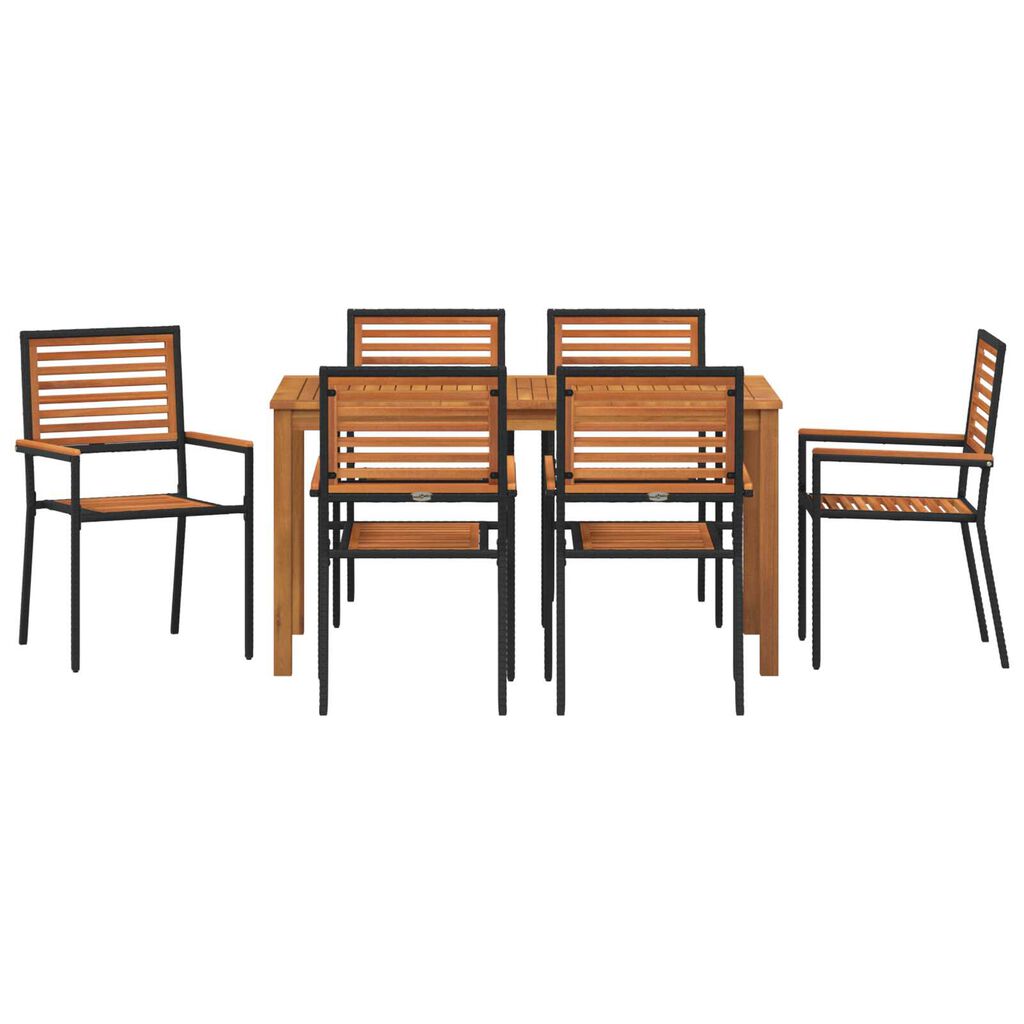 vidaXL Σετ Τραπεζαρίας Κήπου 7 pcs Μαύρο 140 x 80 x 74 cm
