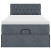 vidaXL Οθωμανικό κρεβάτι με στρώμα & LEDs Σκούρο γκρι 90x190cm Velvet