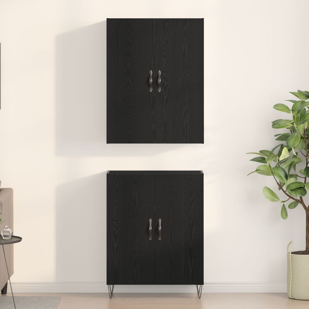 vidaXL Υψηλή Βαθμίδα Μαύρο Δρυς 69,5x34x180 εκ Επεξεργασμένο Ξύλο