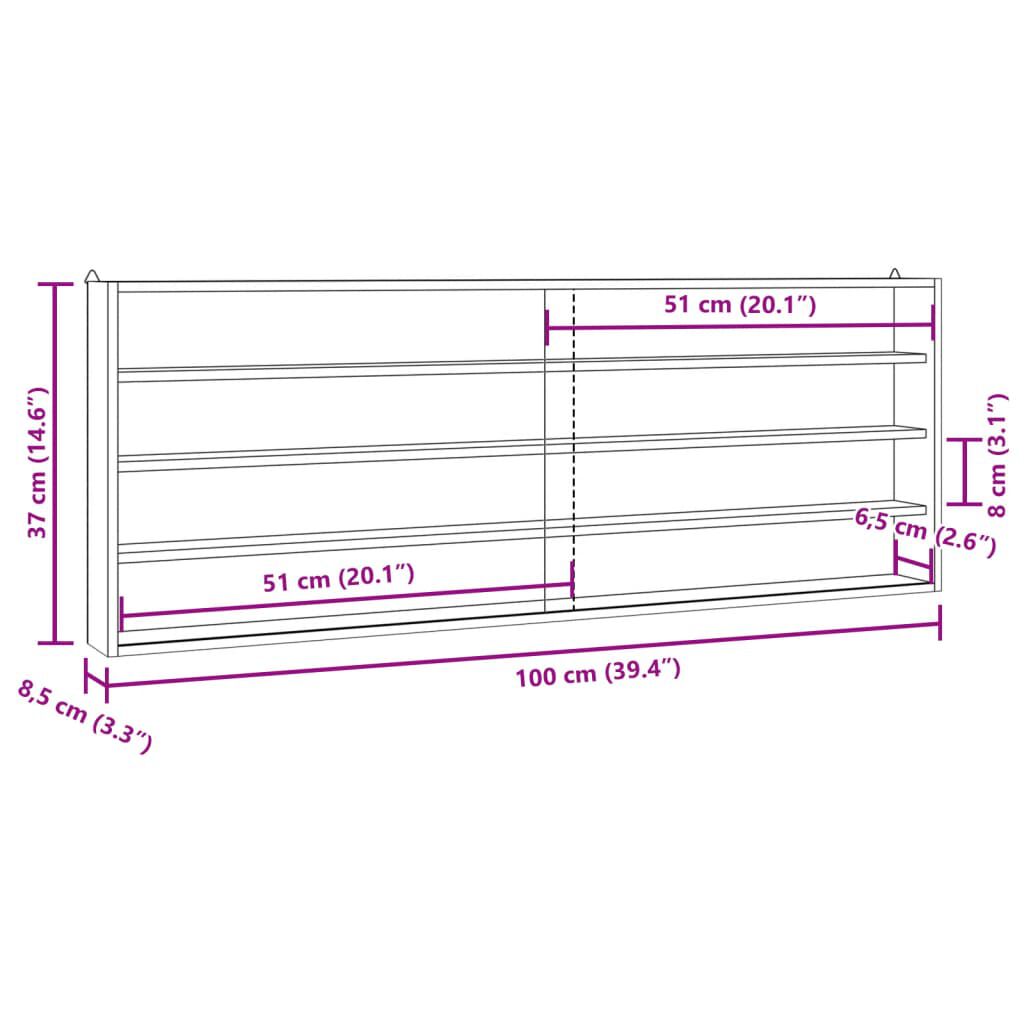 vidaXL Ξύλινη συλλεκτική βιτρίνα με πόρτες 100x8,5x37 εκ.