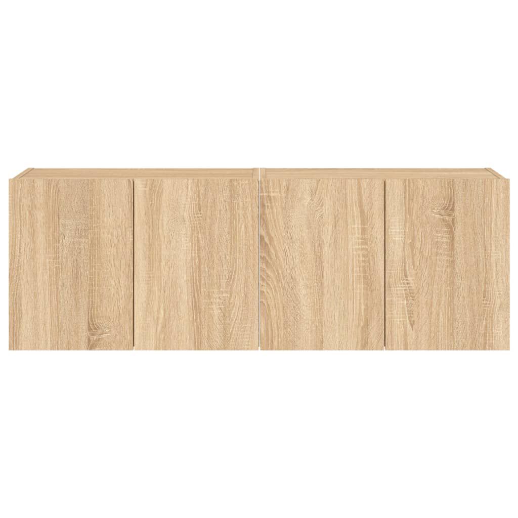 vidaXL Έπιπλα Τοίχου Τηλ. με LED 2 Τεμ. Sonoma Δρυς 60x35x41 εκ.