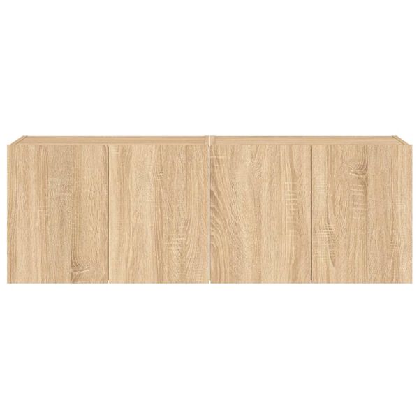 vidaXL Έπιπλα Τοίχου Τηλ. με LED 2 Τεμ. Sonoma Δρυς 60x35x41 εκ.