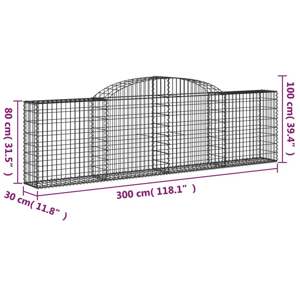 vidaXL Συρματοκιβώτια Τοξωτά 30 τεμ. 300x30x80/100 εκ. Γαλβαν. Ατσάλι