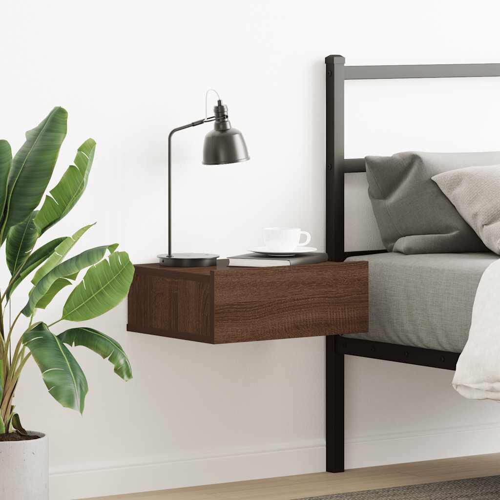 vidaXL Κομοδίνο Κρεμαστά Καφέ Δρυς 40x30x15 εκ. Επεξεργ. Ξύλο
