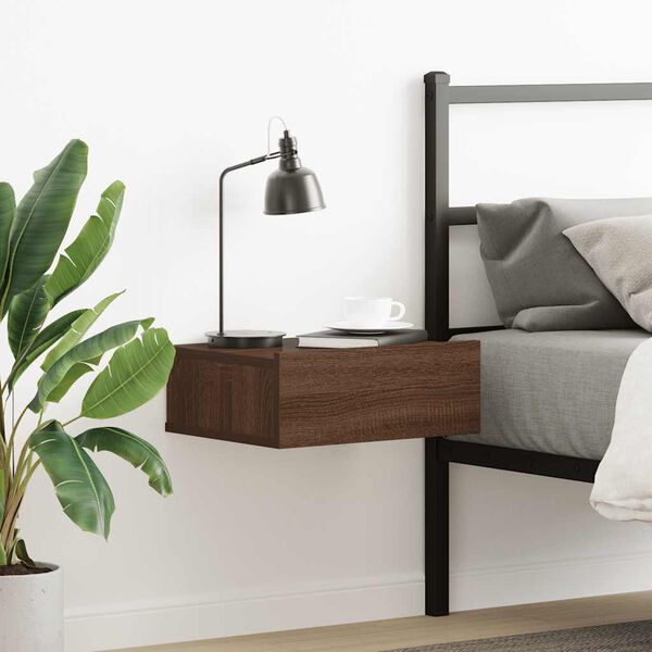 vidaXL Κομοδίνο Κρεμαστά Καφέ Δρυς 40x30x15 εκ. Επεξεργ. Ξύλο