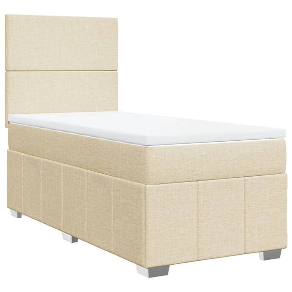 vidaXL Κρεβάτι Boxspring με Στρώμα Κρεμ 90x190 εκ.Υφασμάτινο