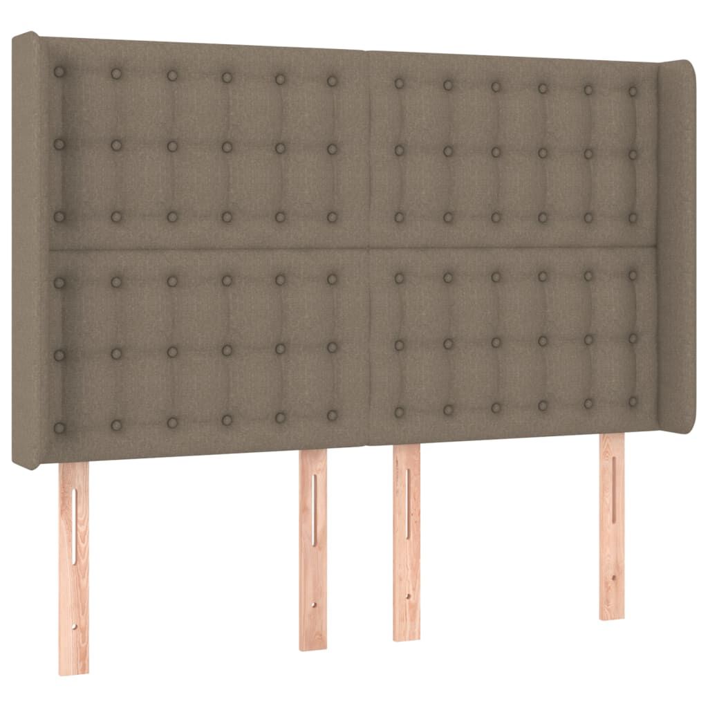 vidaXL Κρεβάτι Boxspring με Στρώμα & LED Taupe 140x190 εκ. Υφασμάτινο