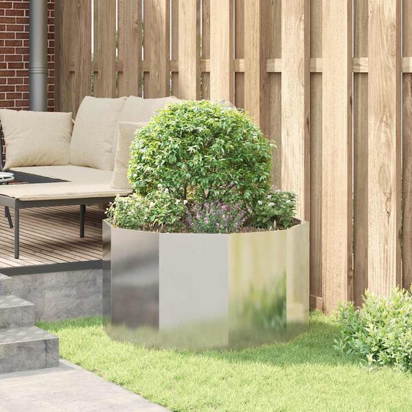 vidaXL Γλάστρα Ασημί 90 x 90 x 50 cm Επικαλυμμένος Χάλυβας