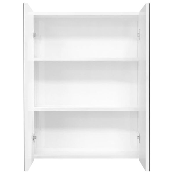 vidaXL Ντουλάπι Μπάνιου με Καθρέφτη 60x15x75 εκ. Λαμπερό Λευκό από MDF