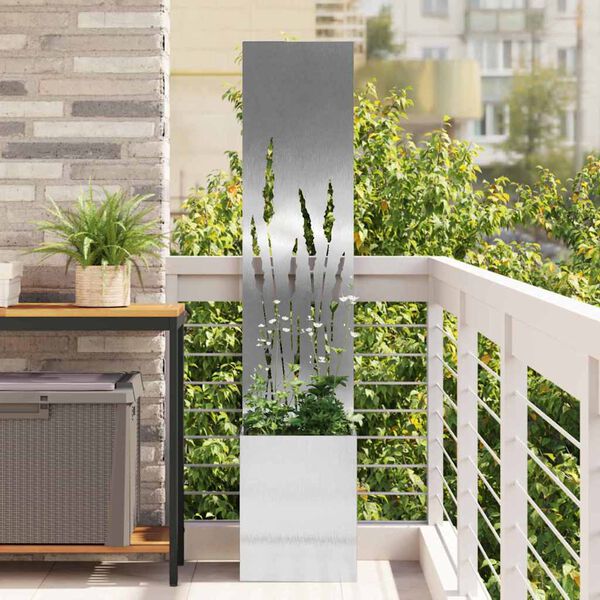 vidaXL Οθόνη Ιδιωτικότητας Κήπου Ασημί 32 x 140 εκ. Ανοξείδωτο ατσάλι