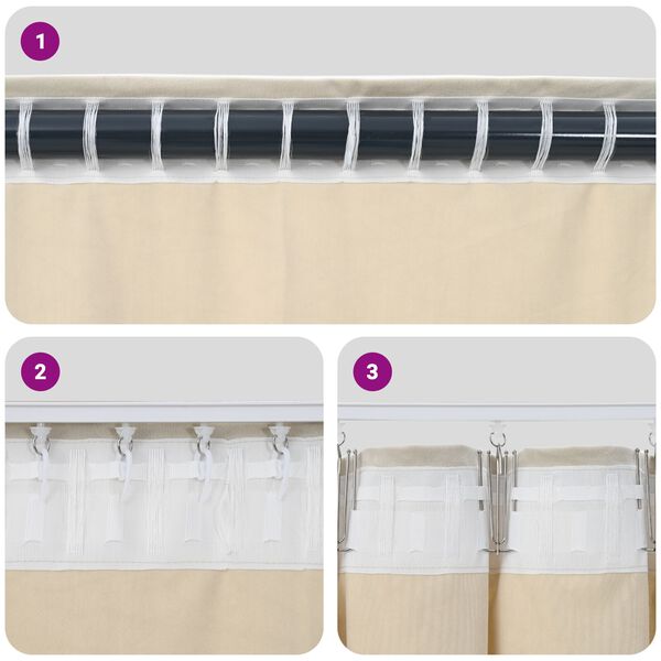 vidaXL Κουρτίνες με κουρτίνες 2 pcs Μαύρο 140 x 175 cm Βελούδο
