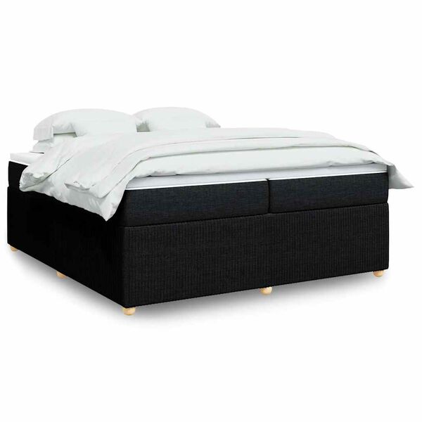 vidaXL Κρεβάτι Boxspring με Στρώμα Μαύρο 200x200 εκ. Υφασμάτινο